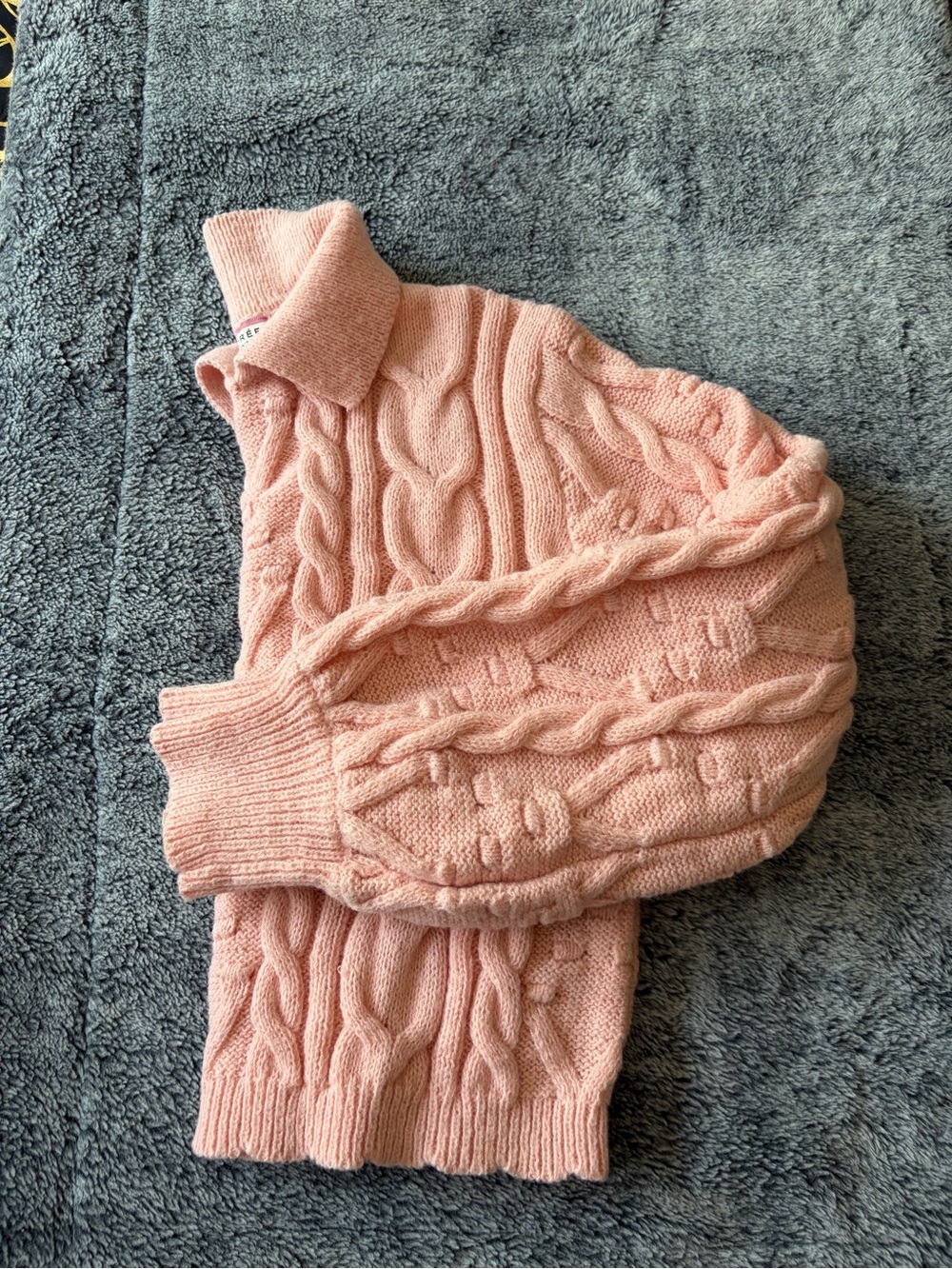 ANDREE BY UNIT Pink Cable Knit Turtleneck Sweater